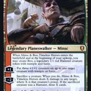 Battle for Baldur's Gate Promos - 285s - Minsc & Boo, Timeless Heroes - Mythic - RG - Foil - Datestamped Promo (Front)