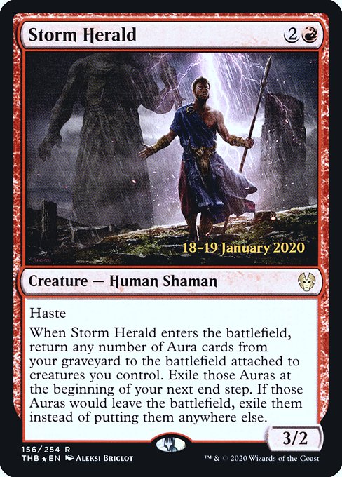 Theros Beyond Death Promos - 156s - Storm Herald - Rare - R - Foil - Datestamped Promo (Front)