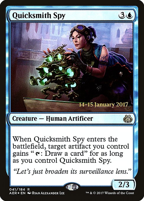 Aether Revolt Promos - 41s - Quicksmith Spy - Rare - U - Foil - Datestamped Promo (Front)