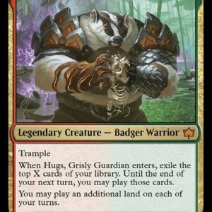 Bloomburrow - 218 - Hugs, Grisly Guardian - Mythic - RG - Non-foil (Front)