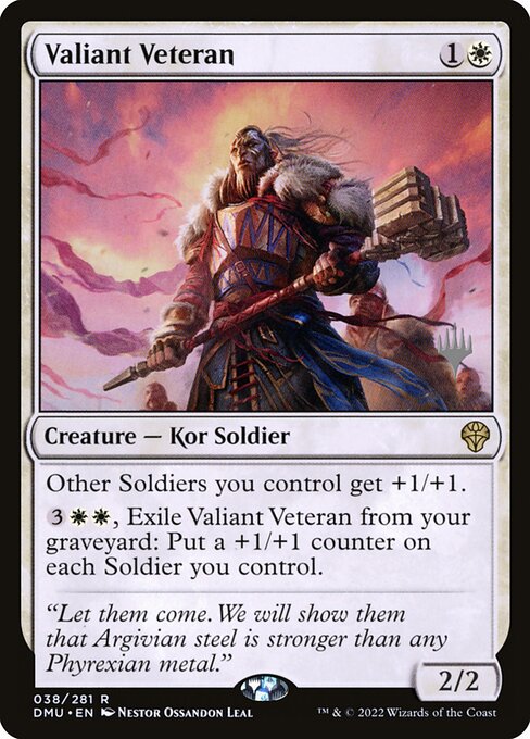 Dominaria United Promos - 38p - Valiant Veteran - Rare - W - Non-foil - Promo (Front)