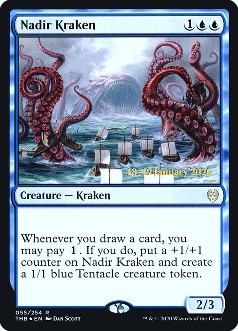 Theros Beyond Death Promos - 55s - Nadir Kraken - Rare - U - Foil - Datestamped Promo (Front)