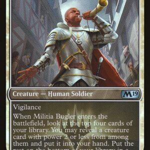 Core Set 2019 Promos - 29 - Militia Bugler - Uncommon - W - Foil - Promo (Front)