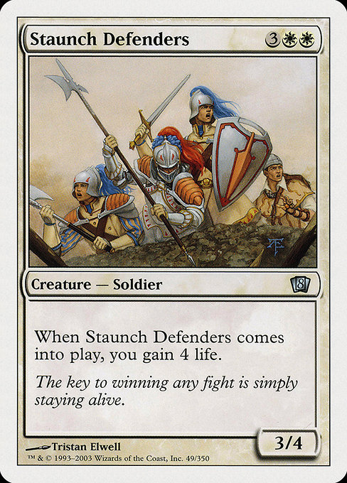 Eighth Edition - 49 - Staunch Defenders - Uncommon - W - Non-foil (Front)