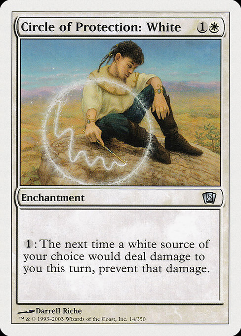 Eighth Edition - 14 - Circle of Protection: White - Uncommon - W - Non-foil (Front)