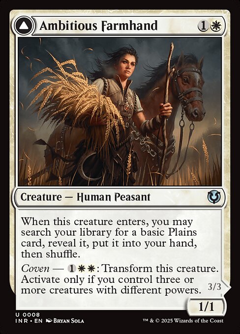Innistrad Remastered - 8 - Ambitious Farmhand // Seasoned Cathar - Uncommon - C - Non-foil (Front)