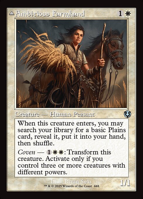 Innistrad Remastered - 448 - Ambitious Farmhand // Seasoned Cathar - Uncommon - C - Non-foil - Promo (Front)
