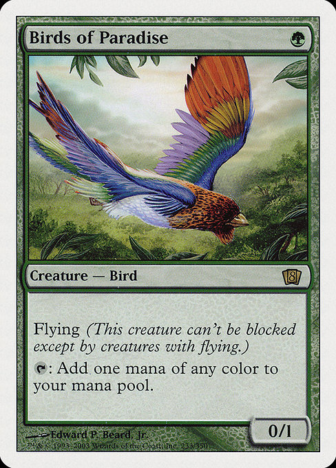 Eighth Edition - 233 - Birds of Paradise - Rare - G - Non-foil (Front)