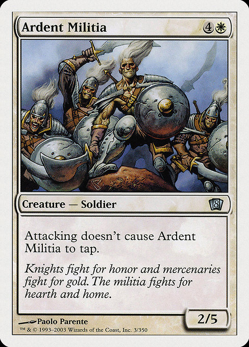 Eighth Edition - 3 - Ardent Militia - Uncommon - W - Non-foil (Front)