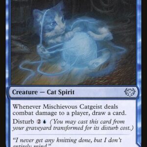 Innistrad: Crimson Vow - 69 - Mischievous Catgeist // Catlike Curiosity - Uncommon - C - Non-foil