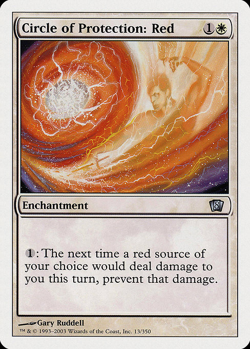 Eighth Edition - 13 - Circle of Protection: Red - Uncommon - W - Non-foil (Front)