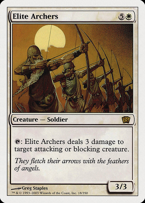 Eighth Edition - 18 - Elite Archers - Rare - W - Non-foil (Front)