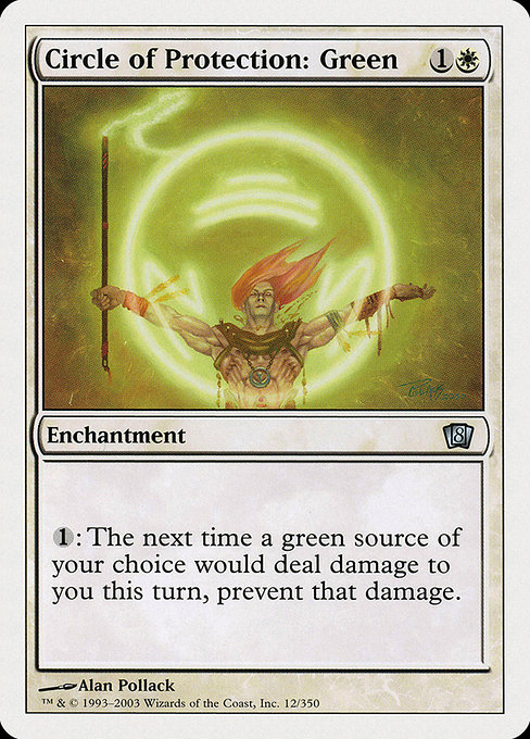 Eighth Edition - 12 - Circle of Protection: Green - Uncommon - W - Non-foil (Front)