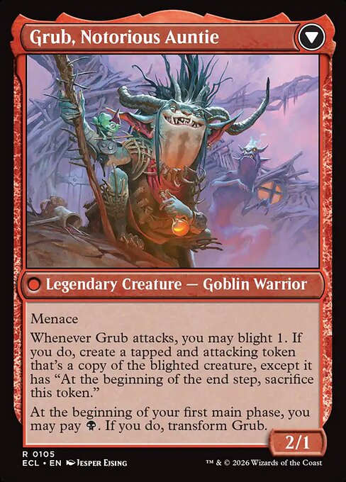 Lorwyn Eclipsed - 105 - Grub, Storied Matriarch // Grub, Notorious Auntie - Rare - C - Non-foil (Back)