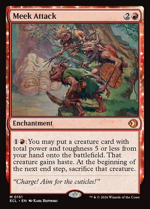 Lorwyn Eclipsed - 151 - Meek Attack - Mythic - R - Non-foil (Front)