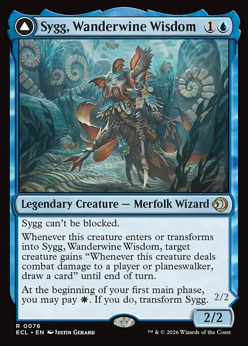 Lorwyn Eclipsed - 76 - Sygg, Wanderwine Wisdom // Sygg, Wanderbrine Shield - Rare - C - Non-foil (Front)