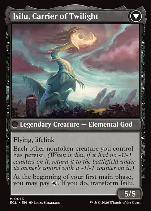 Lorwyn Eclipsed - 13 - Eirdu, Carrier of Dawn // Isilu, Carrier of Twilight - Mythic - C - Non-foil (Back)