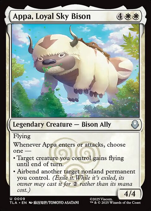 Avatar: The Last Airbender - 9 - Appa, Loyal Sky Bison - Uncommon - W - Non-foil (Front)