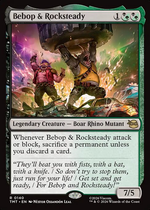 Teenage Mutant Ninja Turtles - 140 - Bebop & Rocksteady - Rare - BG - Foil (Front)