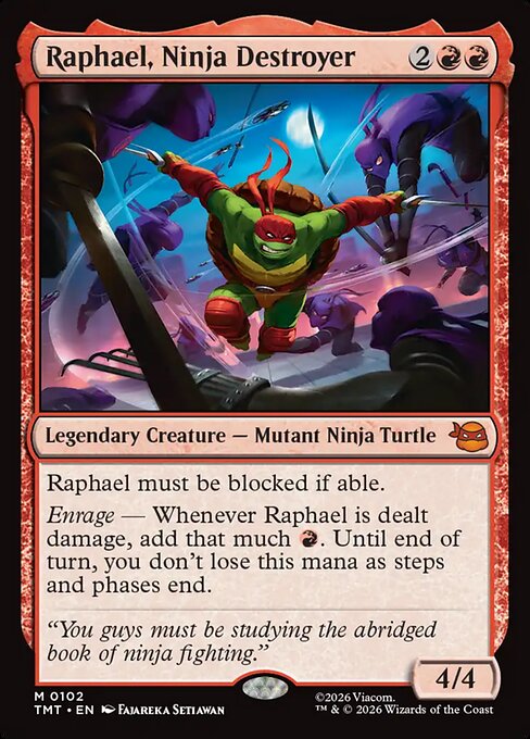 Teenage Mutant Ninja Turtles - 102 - Raphael, Ninja Destroyer - Mythic - R - Non-foil (Front)